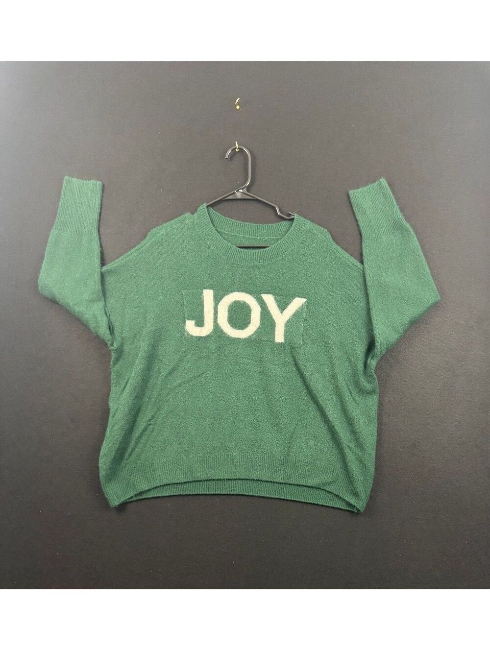 Green Joy Knit Sweater with White Lettering Size X-Large